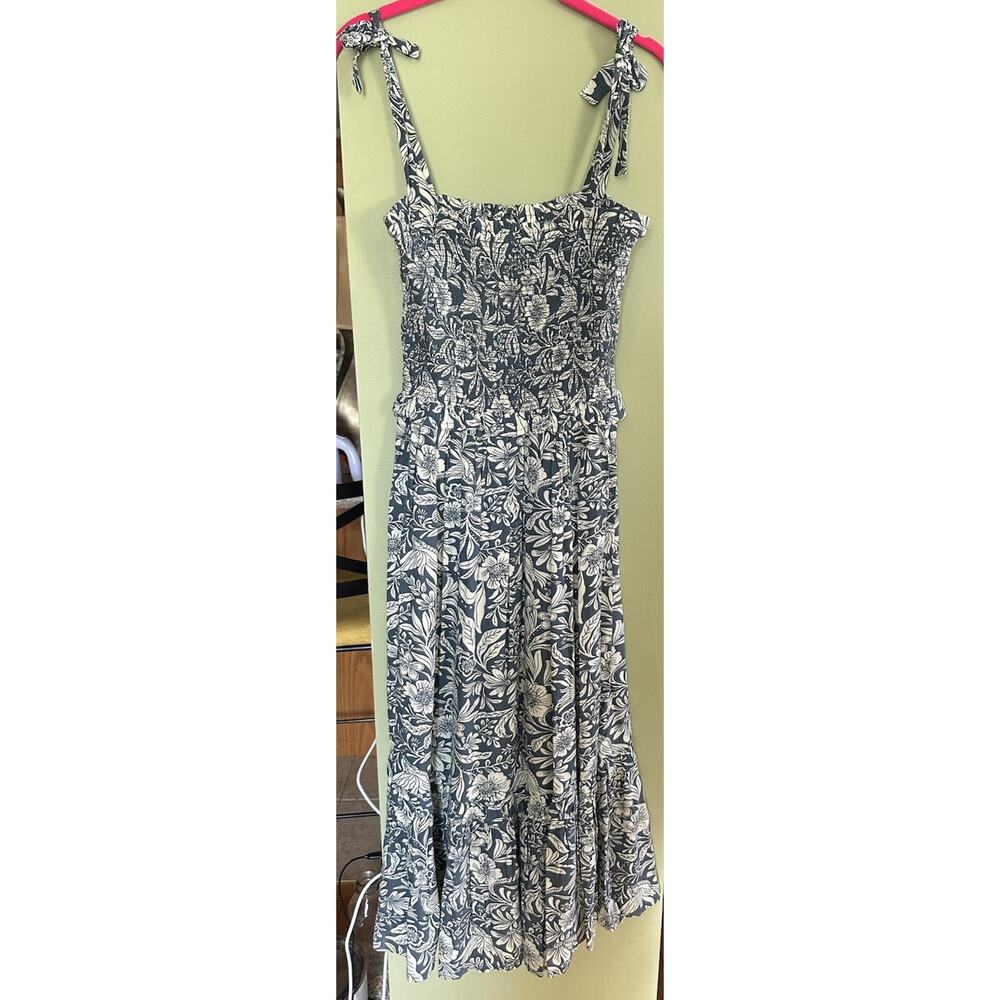 Patrons of Peace Floral Tube Dress Cottage Festival Womens Sz Sm Boho Beach Blue - Picture 3 of 9